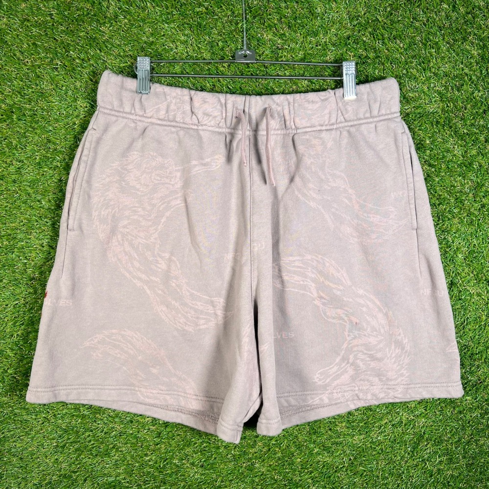 Darc Sport Wolves Sweat Shorts Mens Large Mauve Wolf Print Limited Edition